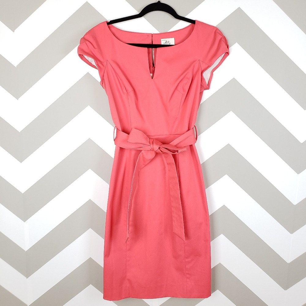 Milly Coral Pink Tie Waist Haley Dress Size 4 $375